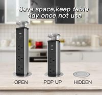 Prise de courant escamotable AU avec 3 prises et 2 ports USB pour table/bureau de cuisine / Prise électrique escamotable de 60 mm