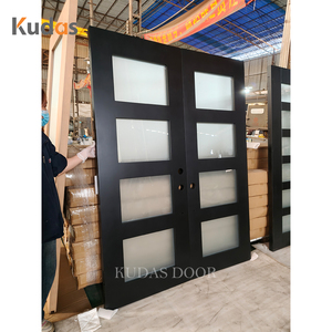 <span class=keywords><strong>Porte</strong></span> <span class=keywords><strong>d</strong></span>'<span class=keywords><strong>entrée</strong></span> extérieure moderne noire à double battant avec 4 panneaux de verre <span class=keywords><strong>d</strong></span>époli, <span class=keywords><strong>porte</strong></span> <span class=keywords><strong>d</strong></span>'<span class=keywords><strong>entrée</strong></span> sécurisée pour villa de luxe - Product Image 5