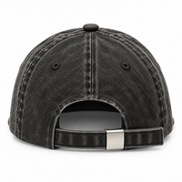 Casquette et chapeau snapback à 5 panneaux en coton noir vintage délavé et vieilli avec logo brodé 3D personnalisé pour hommes et femmes