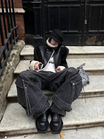 Jean cargo baggy noir gothique pour femme, style Harajuku, coupe oversize, denim Y2K, années 90, vintage, années 2000, emo, pantalon en jean, vêtements trashy 2026