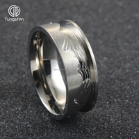 8mm Silberner Flacher Edelstahl Unisex Trendiger Bergmuster-Kanalring DIY Ehering Blanko Einlege-Ring