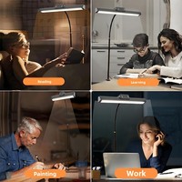 Lampe de table LED simple à intensité variable USB, protection oculaire, 5 modes d'éclairage, design moderne en aluminium flexible à clipser