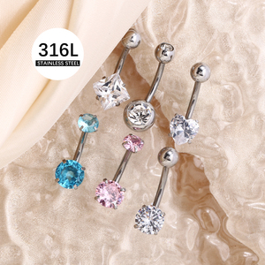Anillos para <span class=keywords><strong>Ombligo</strong></span> de <span class=keywords><strong>Acero</strong></span> Quirúrgico 316L con Rosca Externa y Circonitas, Joyería para <span class=keywords><strong>Piercing</strong></span> - Product Image 2