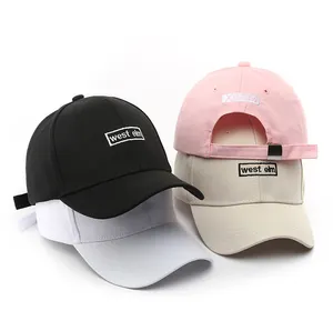 Topi olahraga katun 6 Panel dengan desain topi bisbol bordir produsen topi Cina