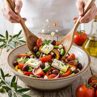 Ensemble d'ustensiles de cuisine en bois antiadhésifs comprenant des cuillères en bambou, des spatules, une fourchette à salade - Outil de cuisine