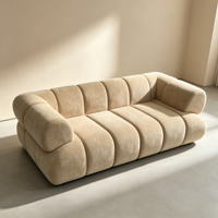 Kompressions-Sofa Weiß Schlankes Rahmenloses Vakuum-Kompressions-Möbelstück Weiches Sherpa U-Form Armloses Hochdichte-Sofa