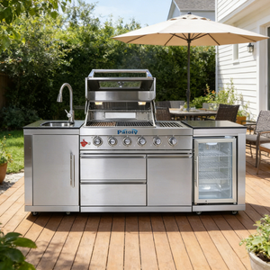 <span class=keywords><strong>Barbecue</strong></span> à 6 brûleurs <span class=keywords><strong>avec</strong></span> brûleur latéral, réfrigérateur, évier intégré, grilles de cuisine, support de <span class=keywords><strong>barbecue</strong></span> mobile, cuisinière à <span class=keywords><strong>gaz</strong></span> - Product Image 1