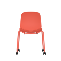 Chaise roulante moderne en tissu rouge et beige, pieds robustes, siège rembourré pour les conférences et la formation