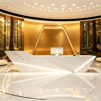 Comptoir de réception moderne en bois courbé CR133, élégant, pour spa, salon, salle d'attente, table de réception robuste pour entrée d'entreprise