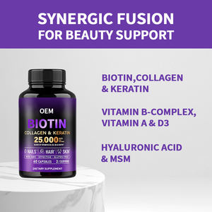 Supporto Private Label crescita dei capelli pelle bellezza forte unghie integratore Vegan biotina capsule per uomini e donne - Product Image 4