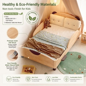 <span class=keywords><strong>Cama</strong></span> Moderna y Segura para Niños <span class=keywords><strong>con</strong></span> Cabecera de Orejas de Oso KUKU, <span class=keywords><strong>Cama</strong></span> Infantil de Madera Maciza <span class=keywords><strong>con</strong></span> <span class=keywords><strong>Respaldo</strong></span> <span class=keywords><strong>Acolchado</strong></span> Suave para Decoración de Cuarto de Niños - Product Image 4