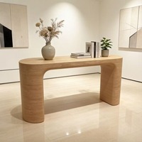 Console moderne en travertin beige clair, table console en pierre naturelle, table d'entrée en marbre beige pour la maison