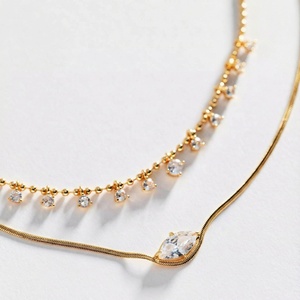 Toptan <span class=keywords><strong>Euro</strong></span> Amerikan Tarzı Renkli Kurdele Zirkon Geometrik Bambu Kolye Unisex Katmanlı Köprücük Kemiği Minimalist Hediye - Product Image 3