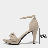 Sandales plateforme rétro en chanvre tressé beige, sexy, avec décor de mors de cheval en métal vintage, talons aiguilles, soutien de la voûte plantaire, chaussures de mariage, été, plage
