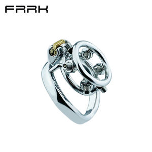 Jaula <span class=keywords><strong>de</strong></span> Castidad FRRK Easy Pee con Púas Desmontables, Anillo <span class=keywords><strong>de</strong></span> Acero Inoxidable para Pene, Anillos Metálicos para Pene, Doble Círculo Soldado, Juguetes para Adultos - Product Image 1