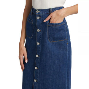 <span class=keywords><strong>Gonna</strong></span> <span class=keywords><strong>Midi</strong></span> in cotone <span class=keywords><strong>Denim</strong></span> personalizzato all'ingrosso per le donne - Product Image 5