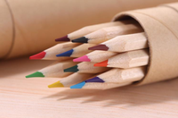 3.5 "manche en bois personnalisé 12 crayons de couleur avec tube