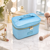 Grande trousse de maquillage de voyage en PU pailleté pour femmes et filles, avec fermeture éclair et poignée, boîte de rangement pour articles de toilette et beauté