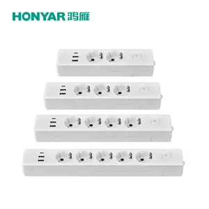Honyar Wholesale European Standard Switch USB C 2 3 4 5 6 Way Surge Protector Power Strip
