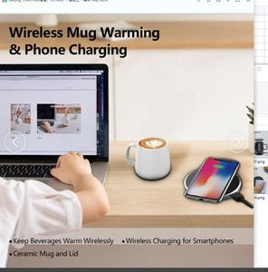 Ensemble <span class=keywords><strong>de</strong></span> mugs et tasses chauffantes en céramique 2 en 1 à température constante avec <span class=keywords><strong>chargeur</strong></span> sans fil - Product Image 4