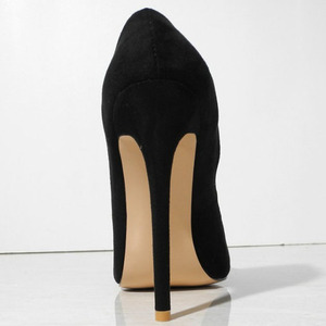 Chaussures habillées pour femmes en faux daim, talons aiguilles de 12 cm, taille 43, escarpins à bout pointu pour femmes - Product Image 5