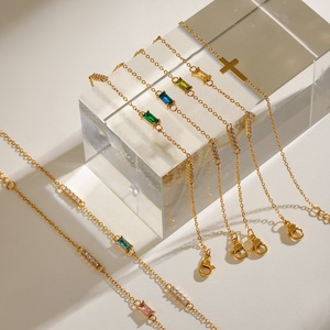 Aretas nueva moda joyería fina pulsera 18K oro Acero inoxidable impermeable circón Cruz 12 pulseras de doble capa para mujeres - Product Image 4