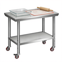 Table de travail double couche personnalisable en acier inoxydable 304 avec roulettes et table d'opération, modèle 2026, vente chaude