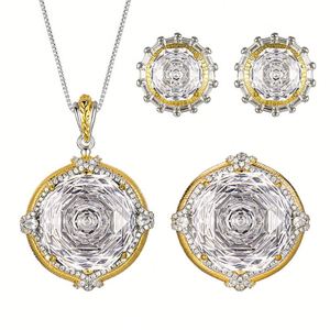 High Quality Eco-friendly Copper Gold Plated 18-10MM White Zircon Pendant <b>Earrings</b> Ladies Jewellery <b>Sets</b> Wedding Engagement - Product Image 1