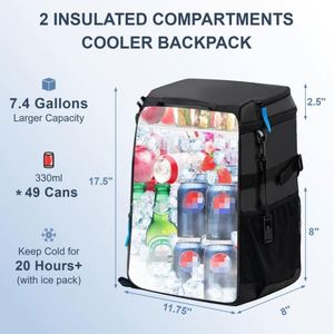 Polyester Insulated Leak Proof Thermal <b>Backpack</b> <b>Cooler</b> Portable Lightweight 15L Beach Travel Camping Lunch Bag <b>for</b> Men Women - Product Image 3