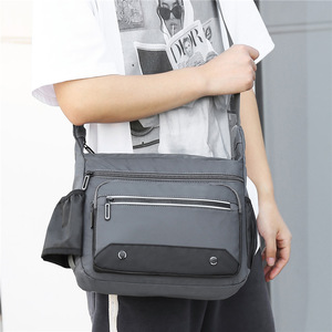 New Unisex Casual Water-Repellent Shoulder Bags Multi-Pocket Crossbody Bags with Logo Decoration Fashionable Microfiber - Product Image 2
