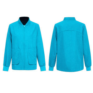 Chaqueta médica de hospital de talla grande unisex con logotipo personalizado, uniforme de enfermera con cremallera completa de color sólido - Product Image 3