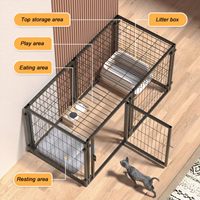 Enclos pour animaux de compagnie en fer d'intérieur, design modulaire classique et moderne, séparateur amovible, deux compartiments, porte simple pour chiots et petits animaux