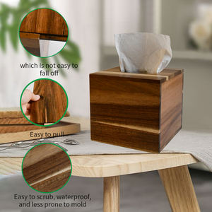 Caja de pañuelos personalizada de madera, soporte para cajas de pañuelos, caja de pañuelos de cartón extraíble para sala de estar - Product Image 5
