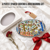 Nampan Sajian Keramik Oval 3D Embossed 27.5x19cm Grosir, Motif Gecko Spanyol, Alas Gabus, Gagang Stainless Steel, OEM
