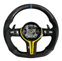 Volant sport en cuir et fibre de carbone personnalisé pour BMW M3 M4 M5 F10 F30 3 branches 40 mm avec palettes de changement de vitesse
