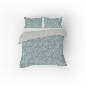 Ocean 100% Cotton Art Flower <b>Duvet</b> Cover <b>Set</b> German Size 135x200cm + 80x80cm <b>Pillow</b> Cover Pigment Printed - Product Image 1