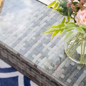 AJUNION籐織りガーデン家具ソファセット籐家具ソファコーナーダイニングセット家具ファイヤーピットテーブル付き - Product Image 5