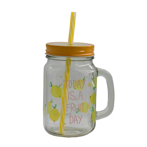 Lọ Thủy Tinh Mason In Hình Vuông 16Oz Giá Rẻ Bán Sỉ Từ Nhà Máy Có Nắp Và Tay Cầm - Product Image 1