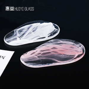Aodeyu Glass <b>Teapot</b> Stand Irregular Shape Abstract Pattern Heat Resistant Decorative Tray For Tea <b>Set</b> Home Use - Product Image 5