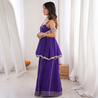Ensemble Kurti Sharara sans manches en soie et mousseline avec broderies miroir, style ethnique indien, 3 pièces, Salwar Kameez pakistanais de créateur, vente en gros