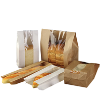 Papier d'emballage de qualité alimentaire biodégradable jetable avec logo personnalisé petit déjeuner pain sandwich sac de cuisson dessrt avec fenêtre
