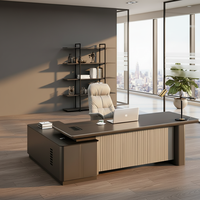 Mobilier de luxe moderne bois design MDF maison exécutif en forme de l PDG bureau bois ordinateur étude table bureau
