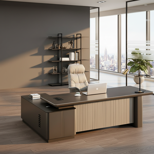 Mobilier de luxe moderne bois design MDF maison exécutif en forme de l PDG bureau bois ordinateur étude table bureau - Product Image 4