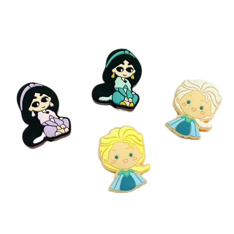 New custom cartoon character Princess shaped silicone focal Beads for pens baby pacifier chain loose beads for jewelry making