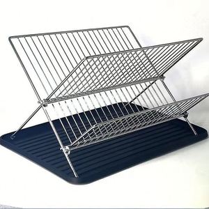 2 Tier Stainless Steel <b>Dish</b> Drying <b>Rack</b> With Drainer Plate Holder Plate <b>Rack</b> - Product Image 2