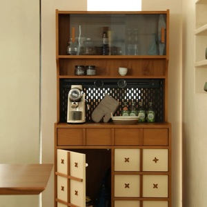 Vintage Style Solid Wood <b>Sideboard</b> 90x45x187cm Multi Functional Storage Cabinet For Dining Room Teak Wood Cabinet - Product Image 2