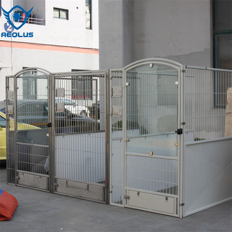 Chenil Galvalume enduit de poudre avec porte en verre trempé