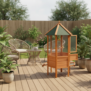 <span class=keywords><strong>Cage</strong></span> hexagonale en bois pour oiseaux avec perchoir - Product Image 4