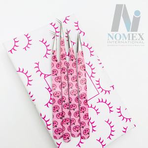 Pinzas de acero inoxidable en ángulo de 90 45 grados rosa, etiqueta privada sostenible, extensión de pestañas para cejas, pinzas rectas, Punta puntiaguda - Product Image 4