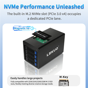 Station d'accueil hybride USB4 40 Gbit/s à 5 baies compatible Thunderbolt 3/4/5 avec boîtier NVMe M.2 x1 + <span class=keywords><strong>SATA</strong></span> x4 pour sauvegarde Mac/PC - Product Image 5